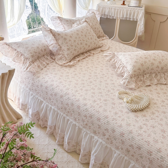 91家纺网 家纺一手货源 找家纺 瑞宝 2026新款全棉纯棉床盖小碎花玻璃纱四件套 简宁