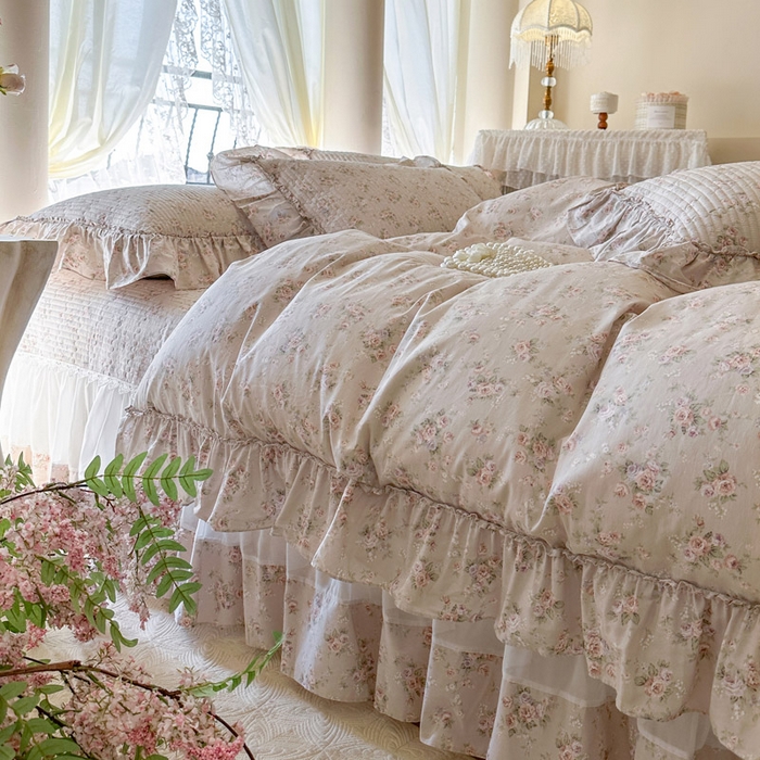 91家纺网 家纺一手货源 找家纺 瑞宝 2026新款全棉纯棉床盖小碎花玻璃纱四件套 南湘