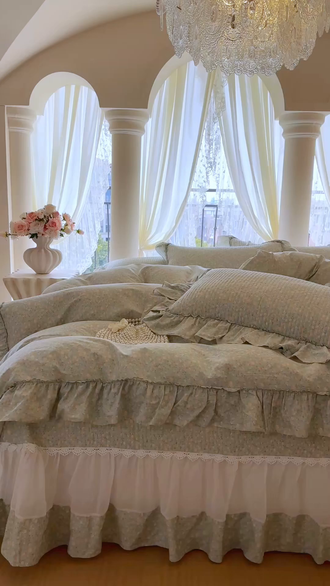 91家纺网 家纺一手货源 找家纺 瑞宝 2026新款全棉纯棉床盖小碎花玻璃纱四件套 绿茵