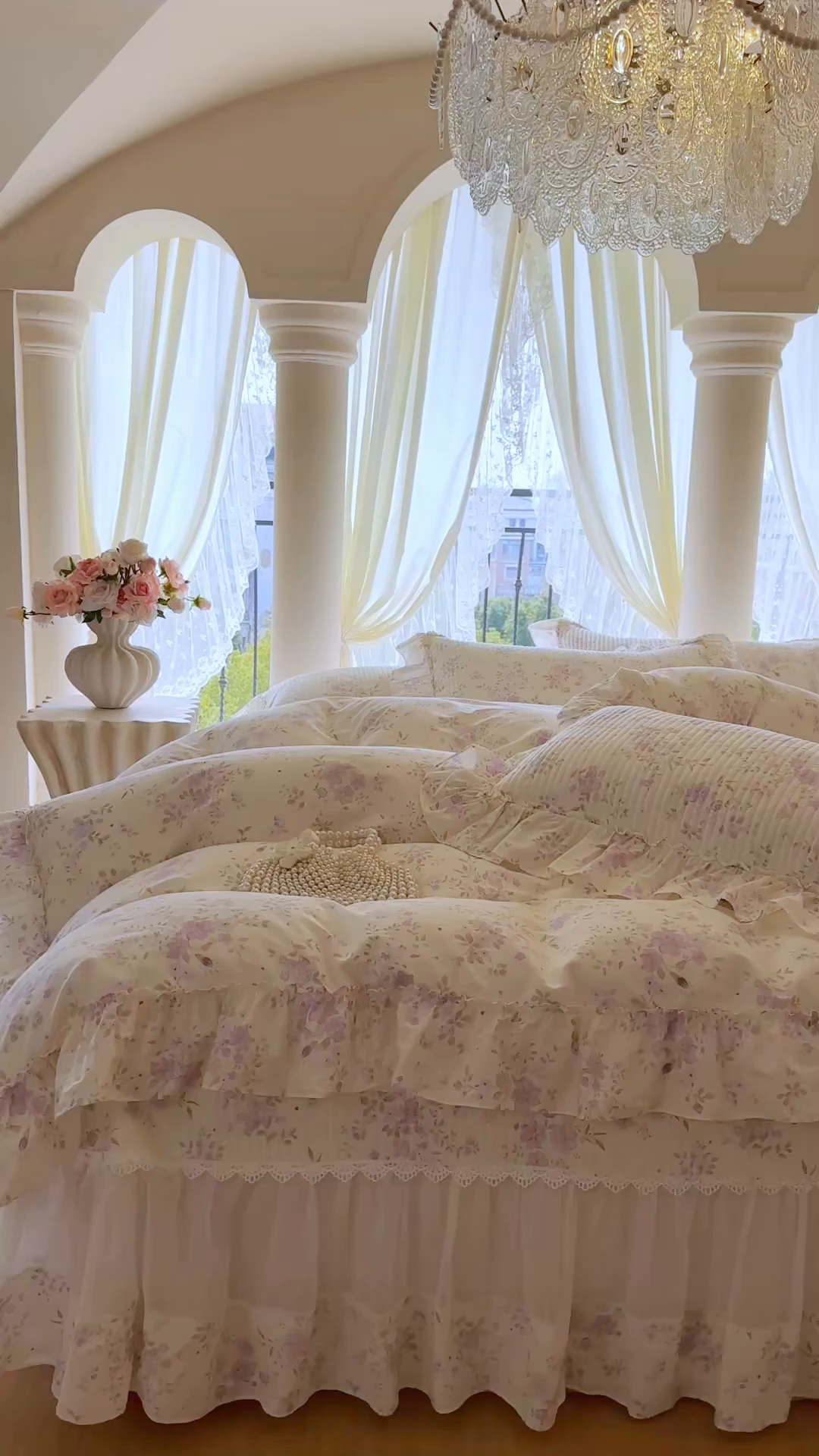 91家纺网 家纺一手货源 找家纺 瑞宝 2026新款全棉纯棉床盖小碎花玻璃纱四件套 叶秋