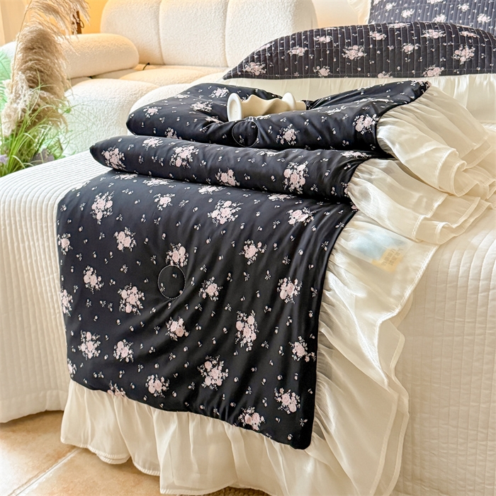 91家纺网 家纺一手货源 找家纺 （总）吾欢心 2026新款法式花边凉感丝夏凉被空调被夏被可机洗