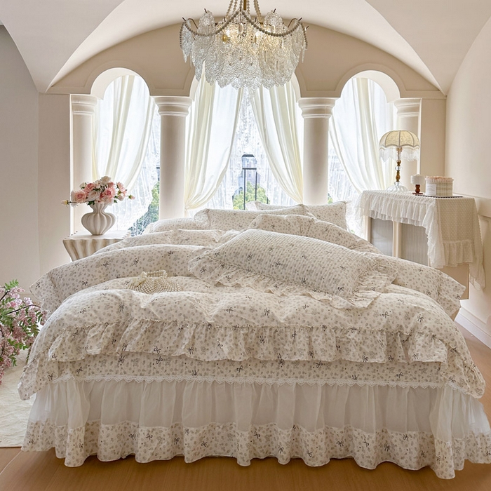 91家纺网 家纺一手货源 找家纺 （总）瑞宝 2026新款全棉纯棉床盖小碎花玻璃纱四件套