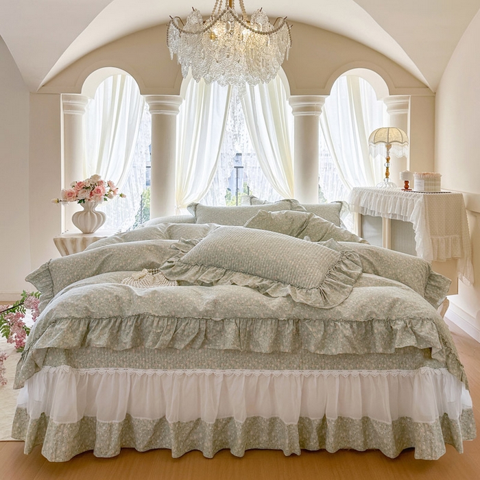 91家纺网 家纺一手货源 找家纺 （总）瑞宝 2026新款全棉纯棉床盖小碎花玻璃纱四件套