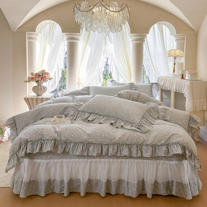 91家纺网 家纺一手货源 找家纺 （总）瑞宝 2026新款全棉纯棉床盖小碎花玻璃纱四件套