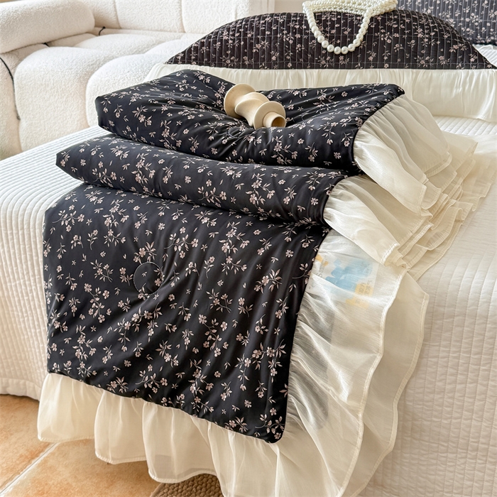 吾欢心 2026新款法式花边凉感丝夏凉被空调被夏被可机洗 漫花轻语