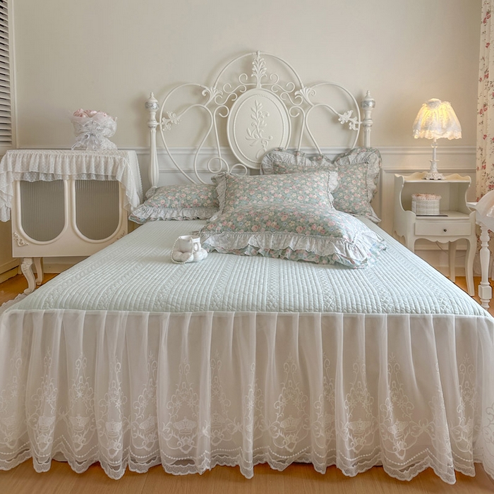 91家纺网 家纺一手货源 找家纺 （总）瑞宝 2026春夏新款全棉纯棉碎花AB印花单床裙 床裙单件