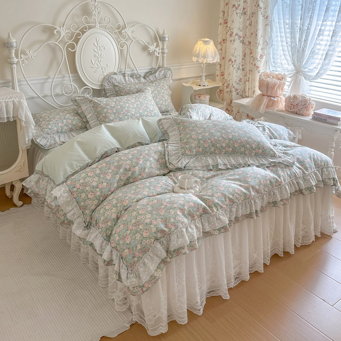 91家纺网 家纺一手货源 找家纺 （总）瑞宝 2026春夏新款全棉纯棉碎花AB印花单床裙 床裙单件