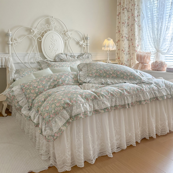 91家纺网 家纺一手货源 找家纺 （总）瑞宝 2026春夏新款全棉纯棉碎花AB印花单床裙 床裙单件