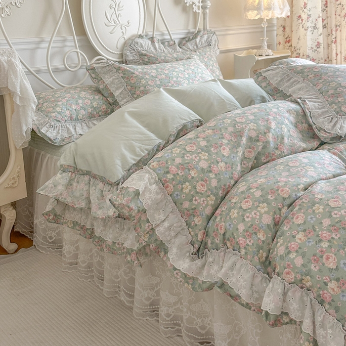 91家纺网 家纺一手货源 找家纺 （总）瑞宝 2026春夏新款全棉纯棉碎花AB印花单床裙 床裙单件