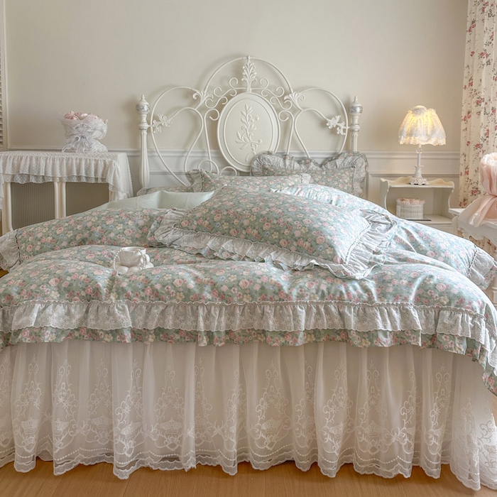 91家纺网 家纺一手货源 找家纺 （总）瑞宝 2026春夏新款全棉纯棉碎花AB印花单床裙 床裙单件