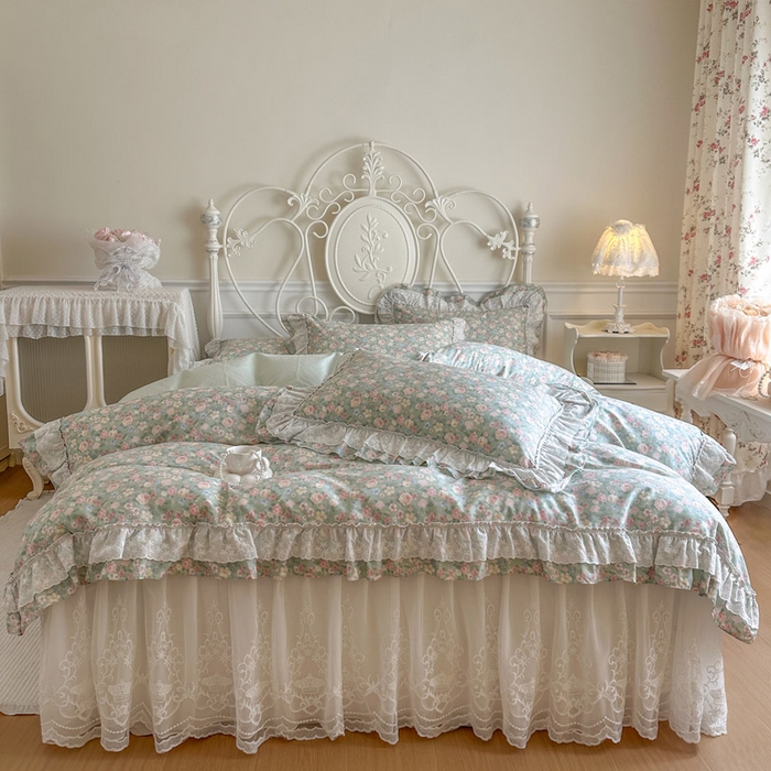 91家纺网 家纺一手货源 找家纺 （总）瑞宝 2026春夏新款全棉纯棉碎花AB印花单床裙 床裙单件