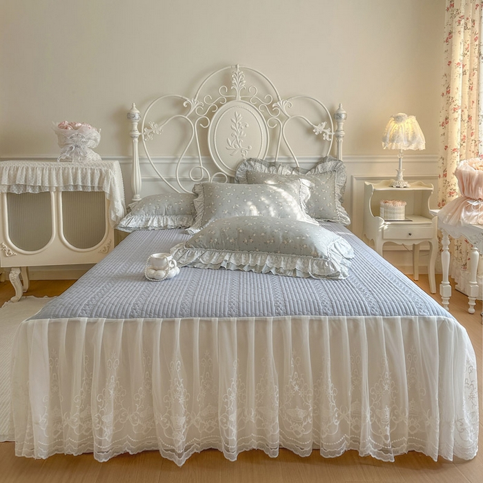 91家纺网 家纺一手货源 找家纺 （总）瑞宝 2026春夏新款全棉纯棉碎花AB印花单床裙 床裙单件