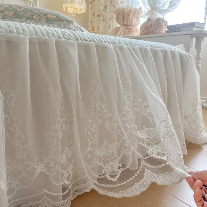 91家纺网 家纺一手货源 找家纺 瑞宝 2026春夏新款全棉纯棉碎花AB印花单床裙 床裙单件 绿野