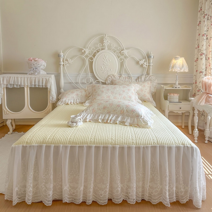 瑞宝 2026春夏新款全棉纯棉碎花AB印花单床裙 床裙单件 婉柠