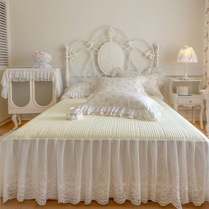 91家纺网 家纺一手货源 找家纺 瑞宝 2026春夏新款全棉纯棉碎花AB印花单床裙 床裙单件 婉柠