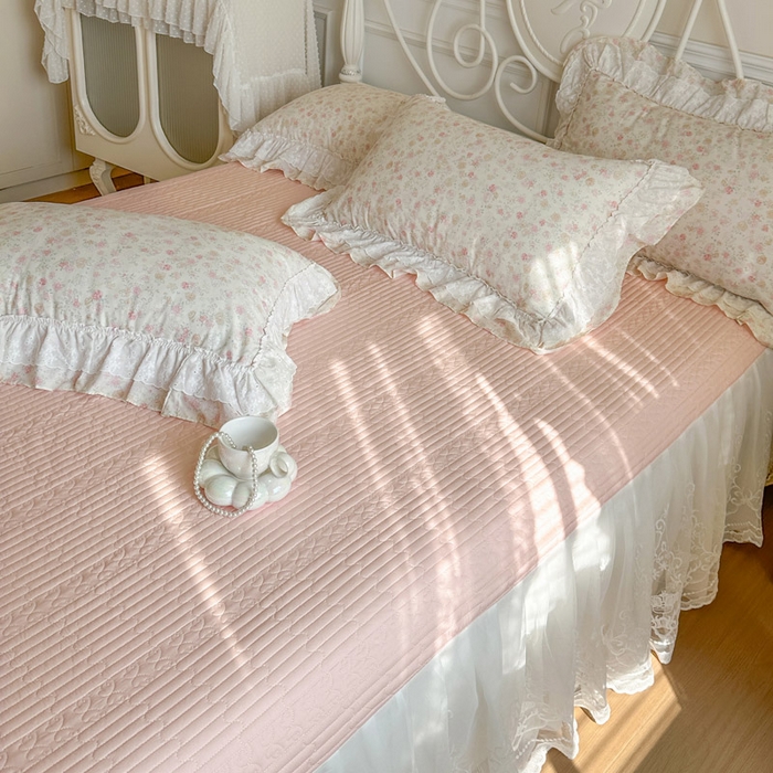 91家纺网 家纺一手货源 找家纺 瑞宝 2026春夏新款全棉纯棉碎花AB印花单床裙 床裙单件 浅夏