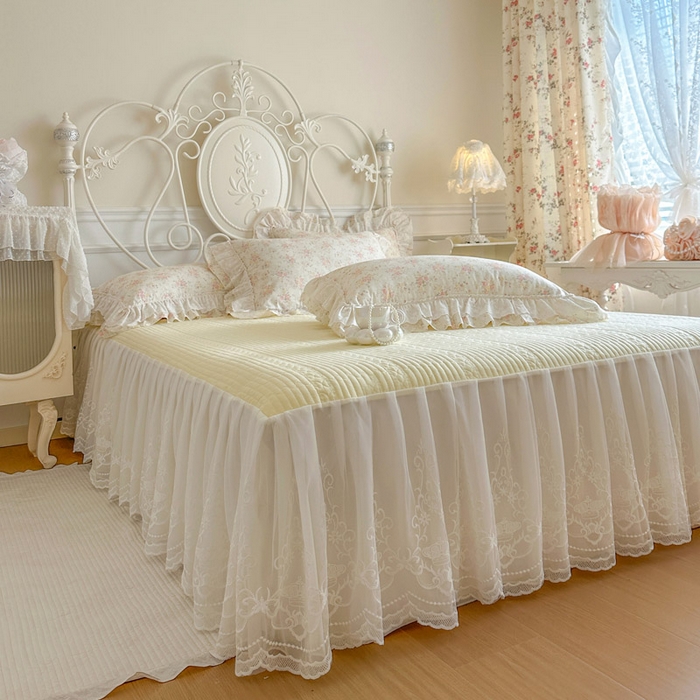 91家纺网 家纺一手货源 找家纺 瑞宝 2026春夏新款全棉纯棉碎花AB印花单床裙 床裙单件 婉柠