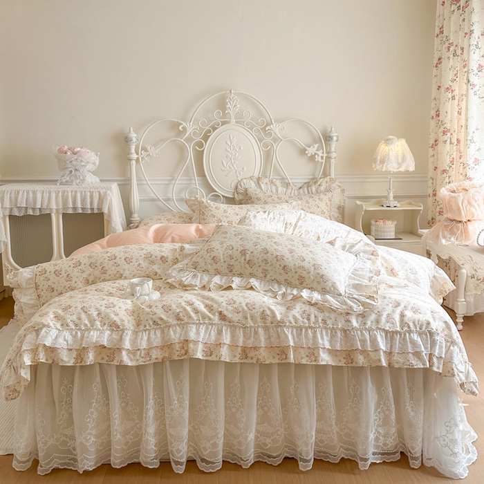 91家纺网 家纺一手货源 找家纺 瑞宝 2026春夏新款全棉纯棉碎花AB印花单床裙 床裙单件 罗拉小姐