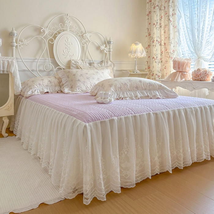 91家纺网 家纺一手货源 找家纺 瑞宝 2026春夏新款全棉纯棉碎花AB印花单床裙 床裙单件 桃夭夭