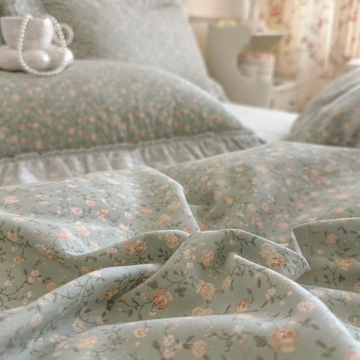 91家纺网 家纺一手货源 找家纺 瑞宝 2026春夏新款全棉纯棉碎花AB印花单床裙 床裙单件 豆蔻