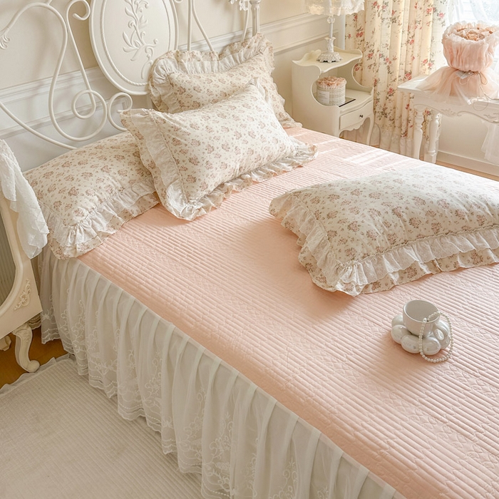 91家纺网 家纺一手货源 找家纺 瑞宝 2026春夏新款全棉纯棉碎花AB印花单床裙 床裙单件 罗拉小姐