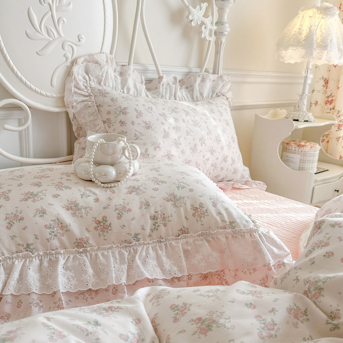 91家纺网 家纺一手货源 找家纺 瑞宝 2026春夏新款全棉纯棉碎花AB印花单床裙 床裙单件 青缇