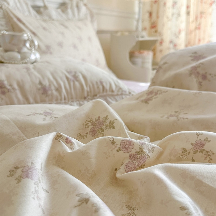 91家纺网 家纺一手货源 找家纺 瑞宝 2026春夏新款全棉纯棉碎花AB印花单床裙 床裙单件 桃夭夭