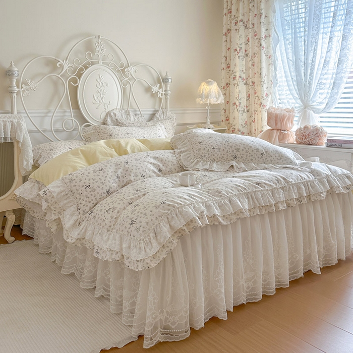 91家纺网 家纺一手货源 找家纺 瑞宝 2026春夏新款全棉纯棉碎花AB印花单床裙 床裙单件 贝拉