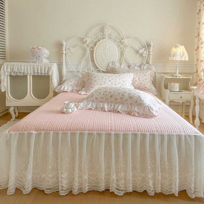 91家纺网 家纺一手货源 找家纺 瑞宝 2026春夏新款全棉纯棉碎花AB印花单床裙 床裙单件 青缇