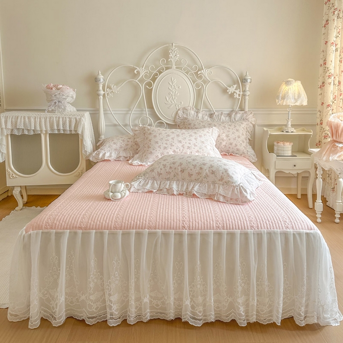 瑞宝 2026春夏新款全棉纯棉碎花AB印花单床裙 床裙单件 青缇