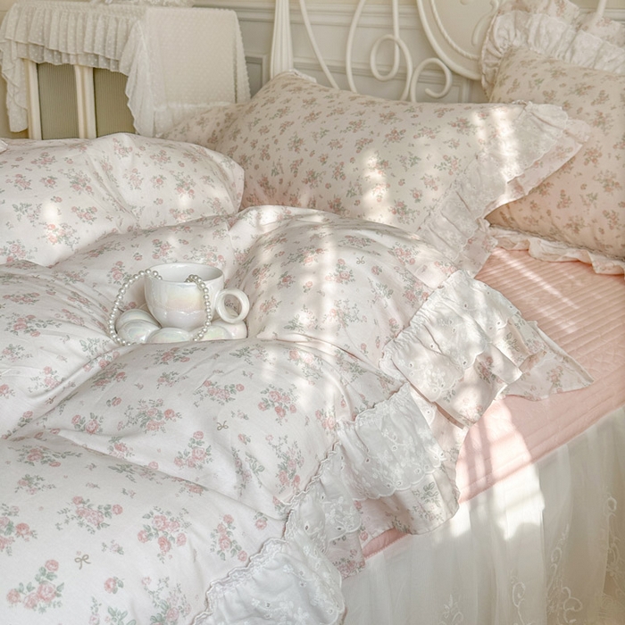 91家纺网 家纺一手货源 找家纺 瑞宝 2026春夏新款全棉纯棉碎花AB印花单床裙 床裙单件 青缇