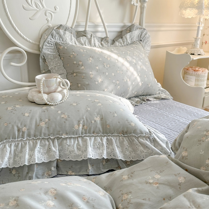 91家纺网 家纺一手货源 找家纺 瑞宝 2026春夏新款全棉纯棉碎花AB印花单床裙 床裙单件 春浅