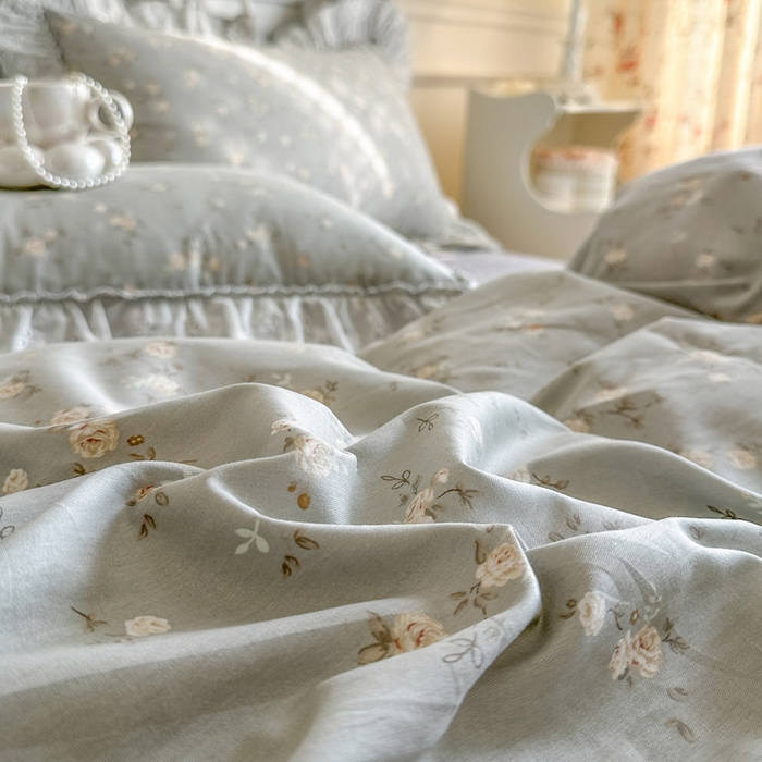 91家纺网 家纺一手货源 找家纺 瑞宝 2026春夏新款全棉纯棉碎花AB印花单床裙 床裙单件 春浅