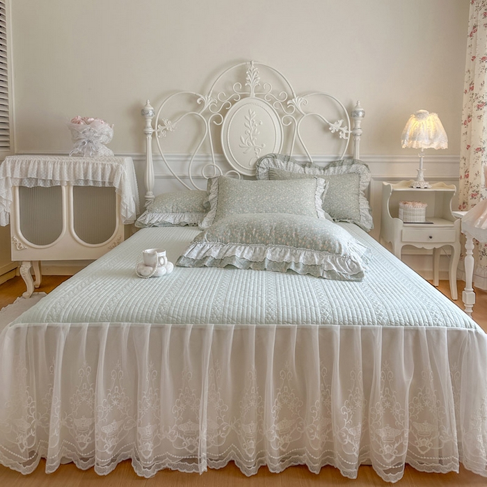 91家纺网 家纺一手货源 找家纺 瑞宝 2026春夏新款全棉纯棉碎花AB印花单床裙 床裙单件 豆蔻