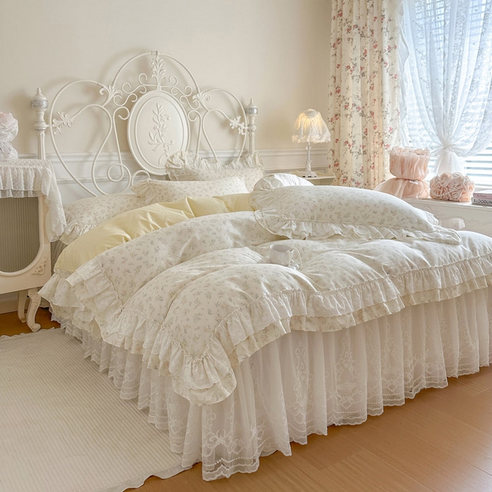 91家纺网 家纺一手货源 找家纺 瑞宝 2026春夏新款全棉纯棉碎花AB印花单床裙 床裙单件 午后阳光