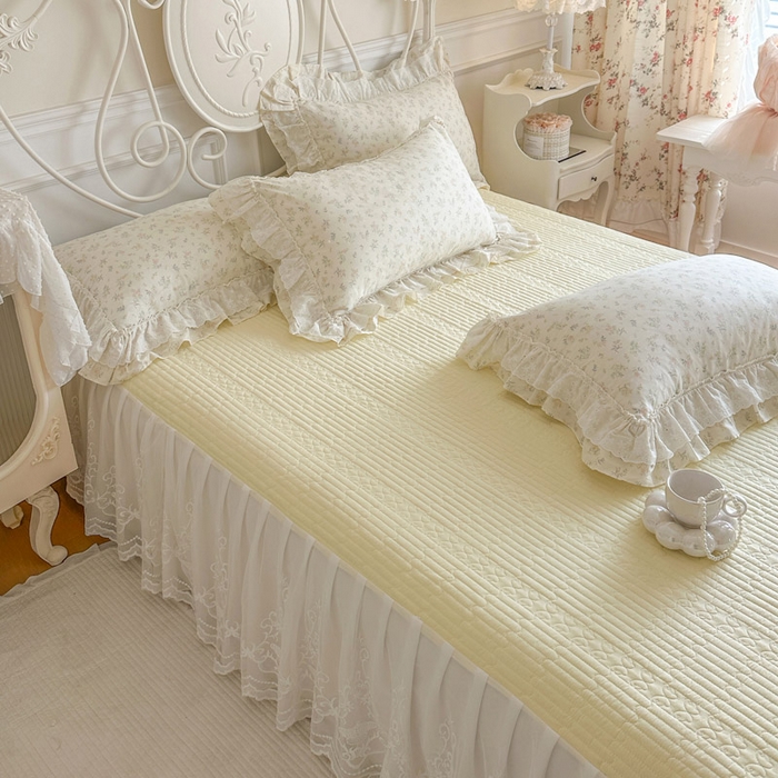 91家纺网 家纺一手货源 找家纺 瑞宝 2026春夏新款全棉纯棉碎花AB印花单床裙 床裙单件 午后阳光