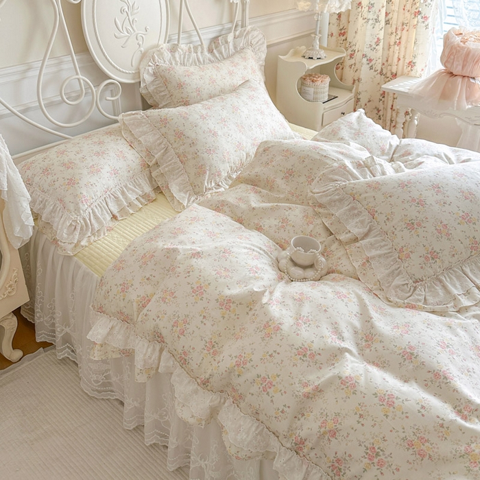 91家纺网 家纺一手货源 找家纺 瑞宝 2026春夏新款全棉纯棉碎花AB印花单床裙 床裙单件 婉柠