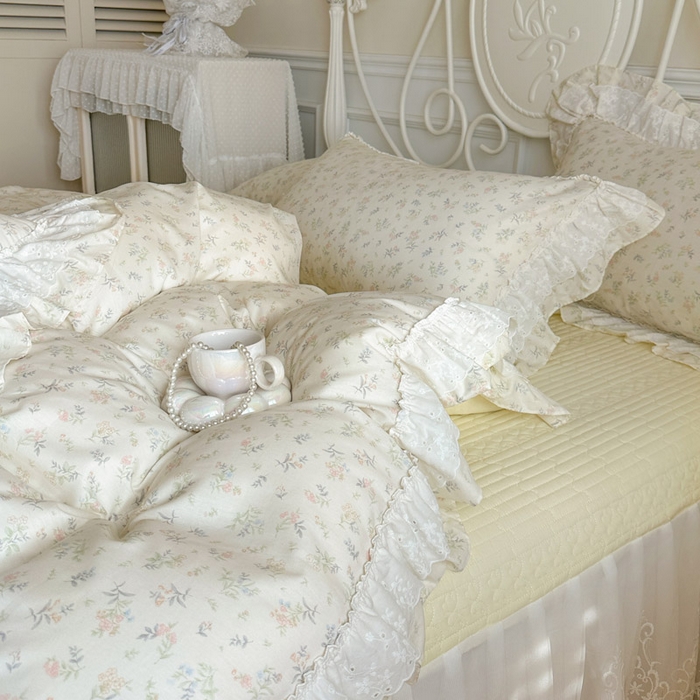 91家纺网 家纺一手货源 找家纺 瑞宝 2026春夏新款全棉纯棉碎花AB印花单床裙 床裙单件 午后阳光