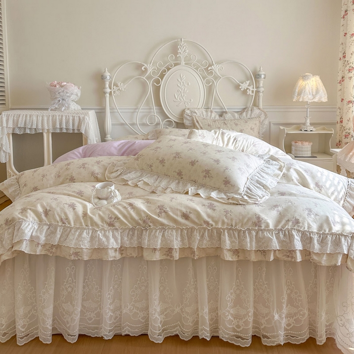 91家纺网 家纺一手货源 找家纺 瑞宝 2026春夏新款全棉纯棉碎花AB印花单床裙 床裙单件 桃夭夭