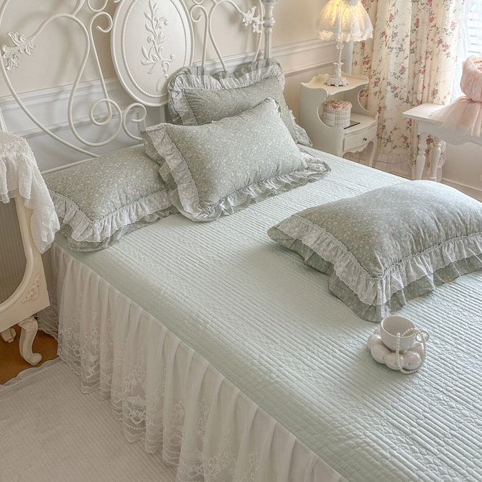 91家纺网 家纺一手货源 找家纺 瑞宝 2026春夏新款全棉纯棉碎花AB印花单床裙 床裙单件 豆蔻