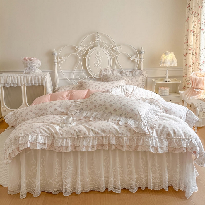 91家纺网 家纺一手货源 找家纺 瑞宝 2026春夏新款全棉纯棉碎花AB印花单床裙 床裙单件 青缇