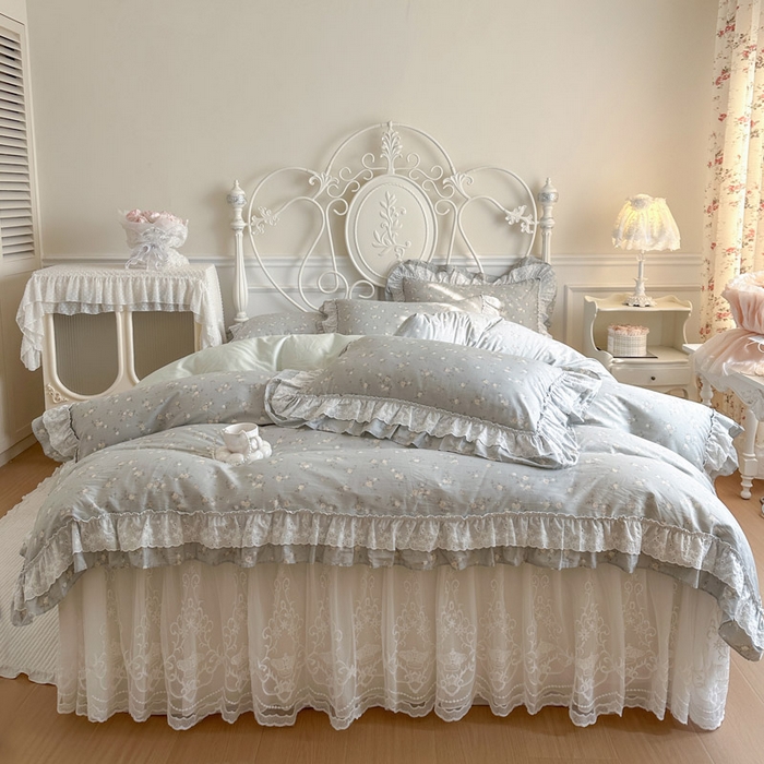 91家纺网 家纺一手货源 找家纺 瑞宝 2026春夏新款全棉纯棉碎花AB印花单床裙 床裙单件 春浅