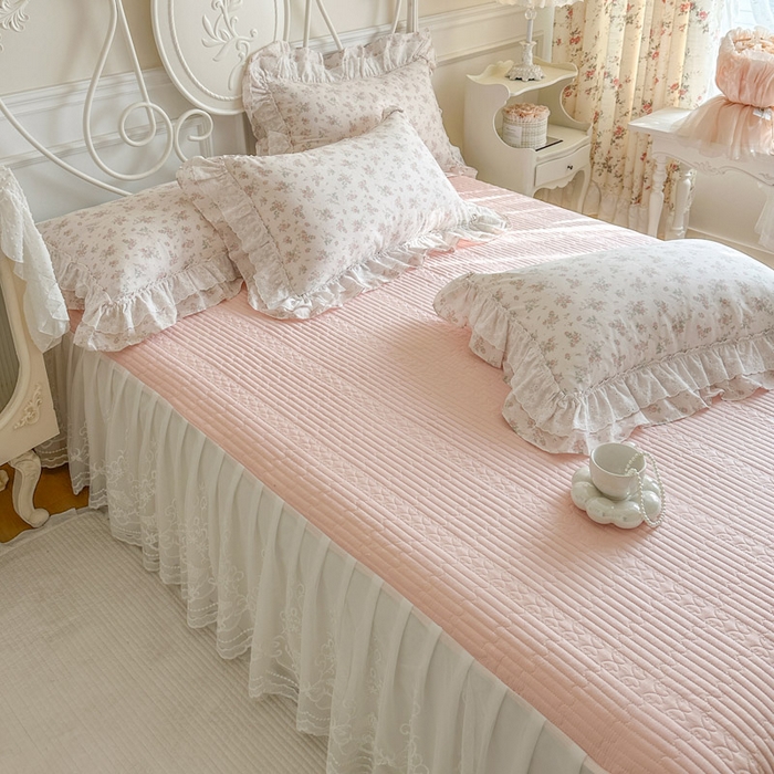 91家纺网 家纺一手货源 找家纺 瑞宝 2026春夏新款全棉纯棉碎花AB印花单床裙 床裙单件 青缇