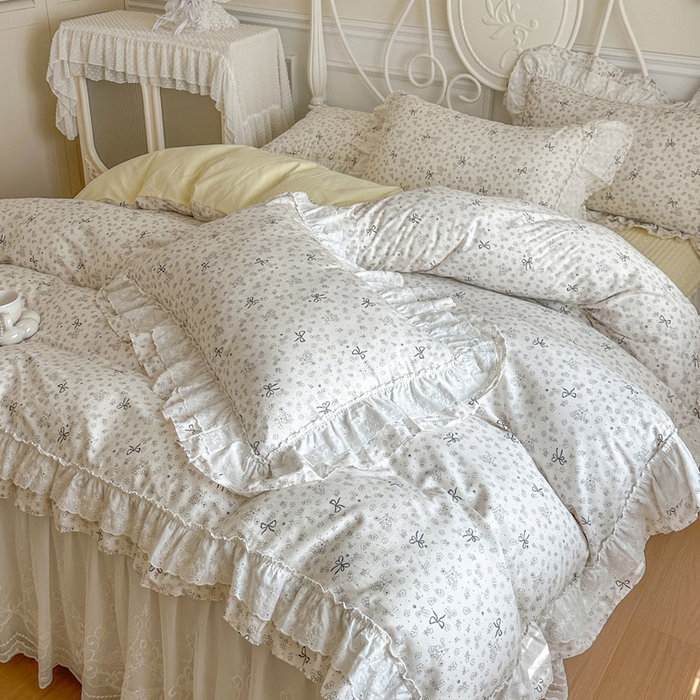 91家纺网 家纺一手货源 找家纺 瑞宝 2026春夏新款全棉纯棉碎花AB印花单床裙 床裙单件 贝拉