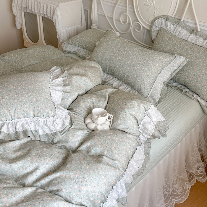 91家纺网 家纺一手货源 找家纺 瑞宝 2026春夏新款全棉纯棉碎花AB印花单床裙 床裙单件 豆蔻