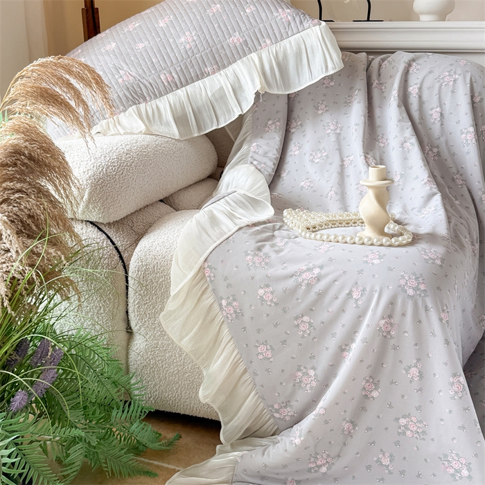 91家纺网 家纺一手货源 找家纺 吾欢心 2026新款法式花边凉感丝夏凉被空调被夏被可机洗 塞纳花语