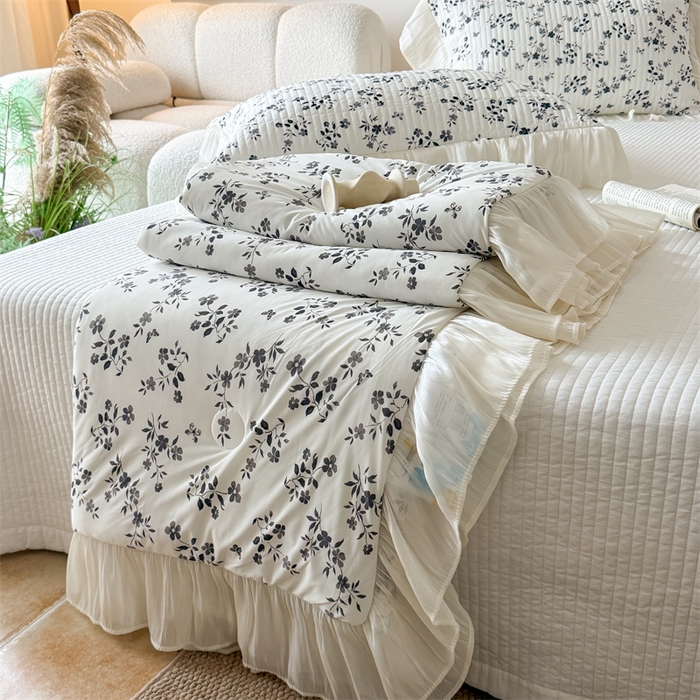 吾欢心 2026新款法式花边凉感丝夏凉被空调被夏被可机洗 雾屿玫瑰