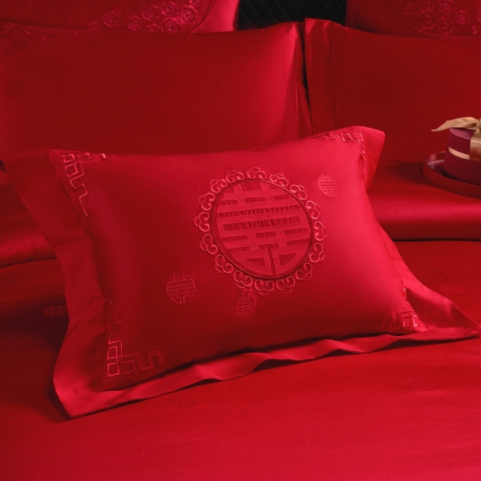 91家纺网 家纺一手货源 找家纺 蒂爵 2026年100支婚庆长绒棉纯棉时尚小红书爆款刺绣婚庆四件套多件套280系列 幸福约定红