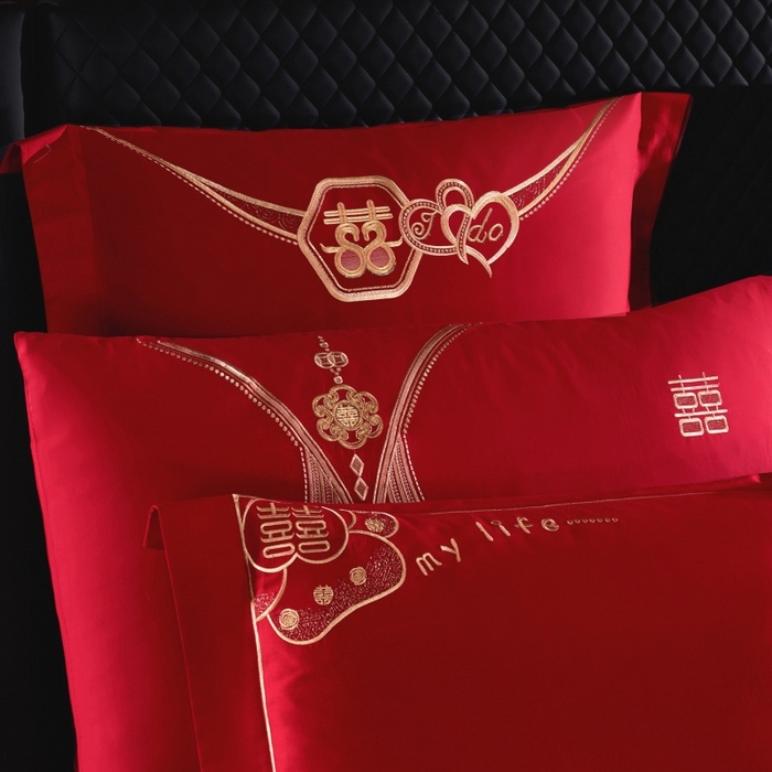 91家纺网 家纺一手货源 找家纺 蒂爵 2026年100支婚庆长绒棉纯棉时尚小红书爆款刺绣婚庆四件套多件套280系列 幸福约定金