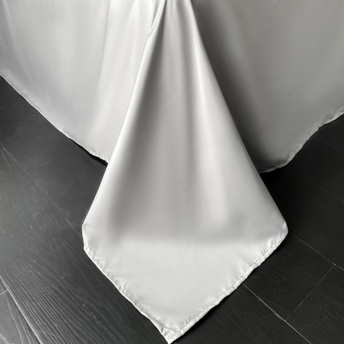 91家纺网 家纺一手货源 找家纺 爱彼家纺 2026新款轻奢水洗冰丝提花亲肤四件套 知夏珍珠白+灰